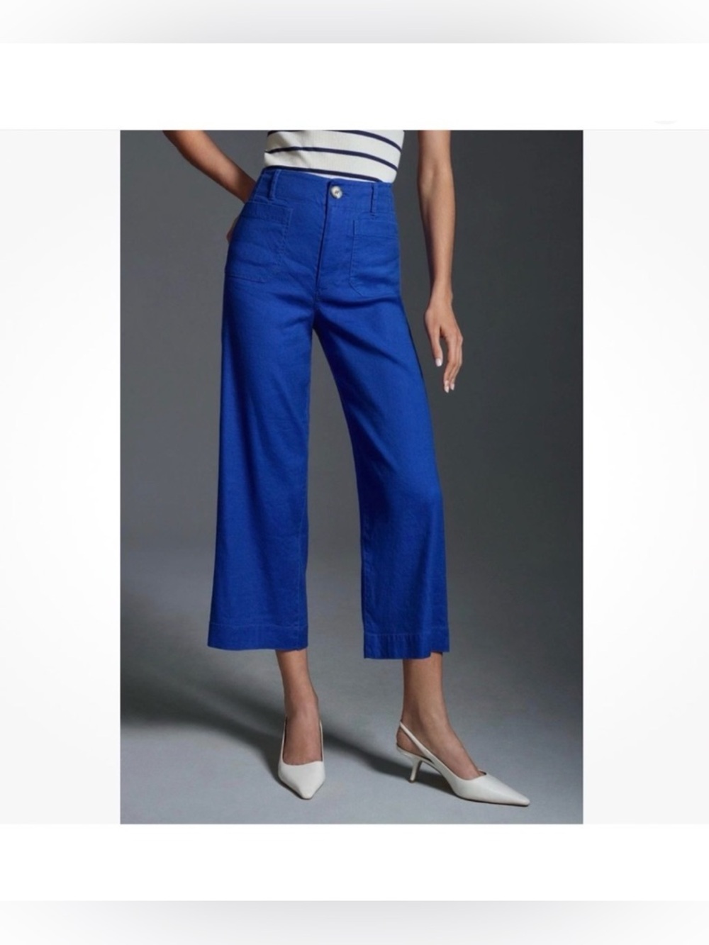 Maeve Colette Blueish turquoise cropped linen pants size 27 - Picture 6 of 6
